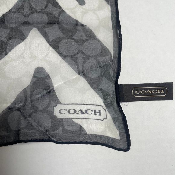 NWOT Coach signature black/white 100% silk zebra print scarf PRICE FIRM - Picture 6 of 10